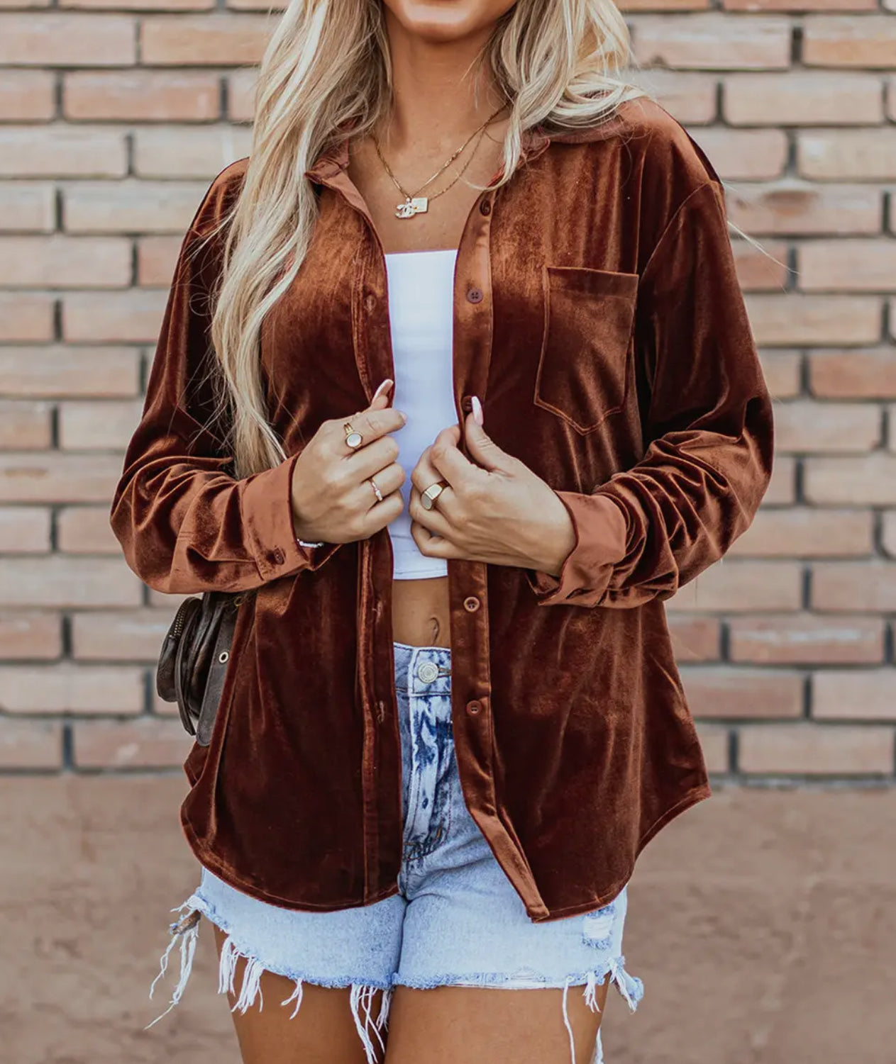 Chestnut velvet shirt