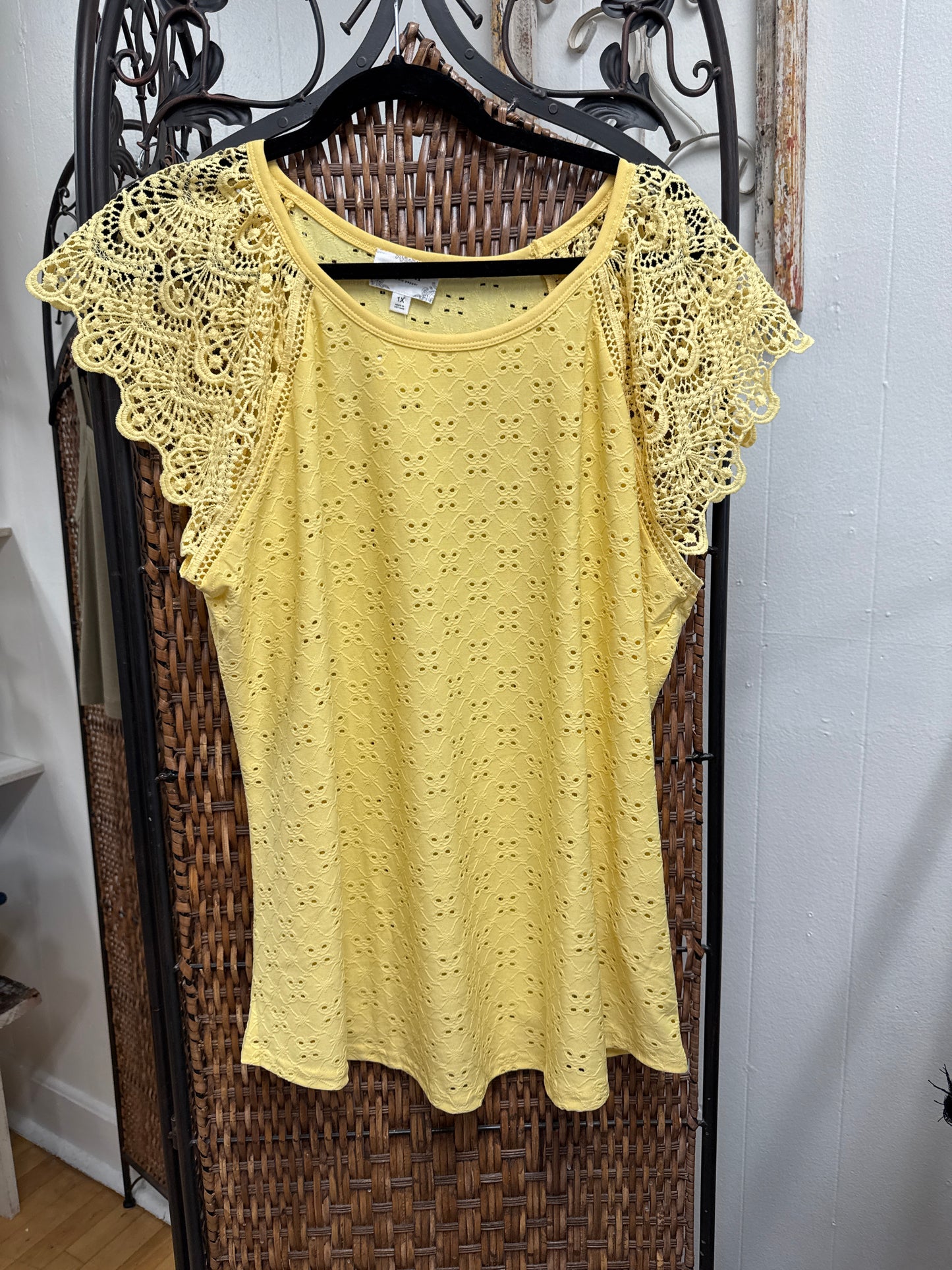 Plus eyelet embroidery lace top