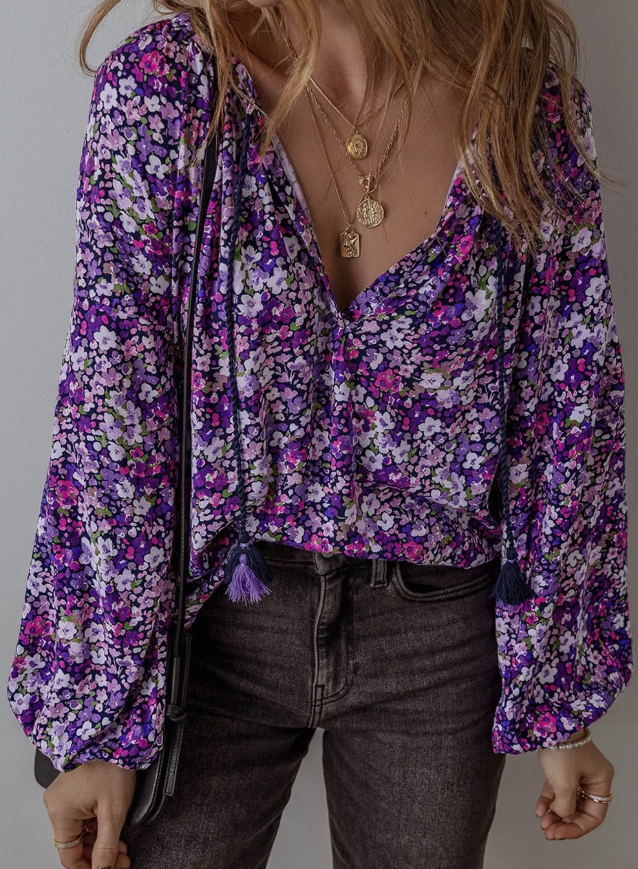 Purple boho blouse