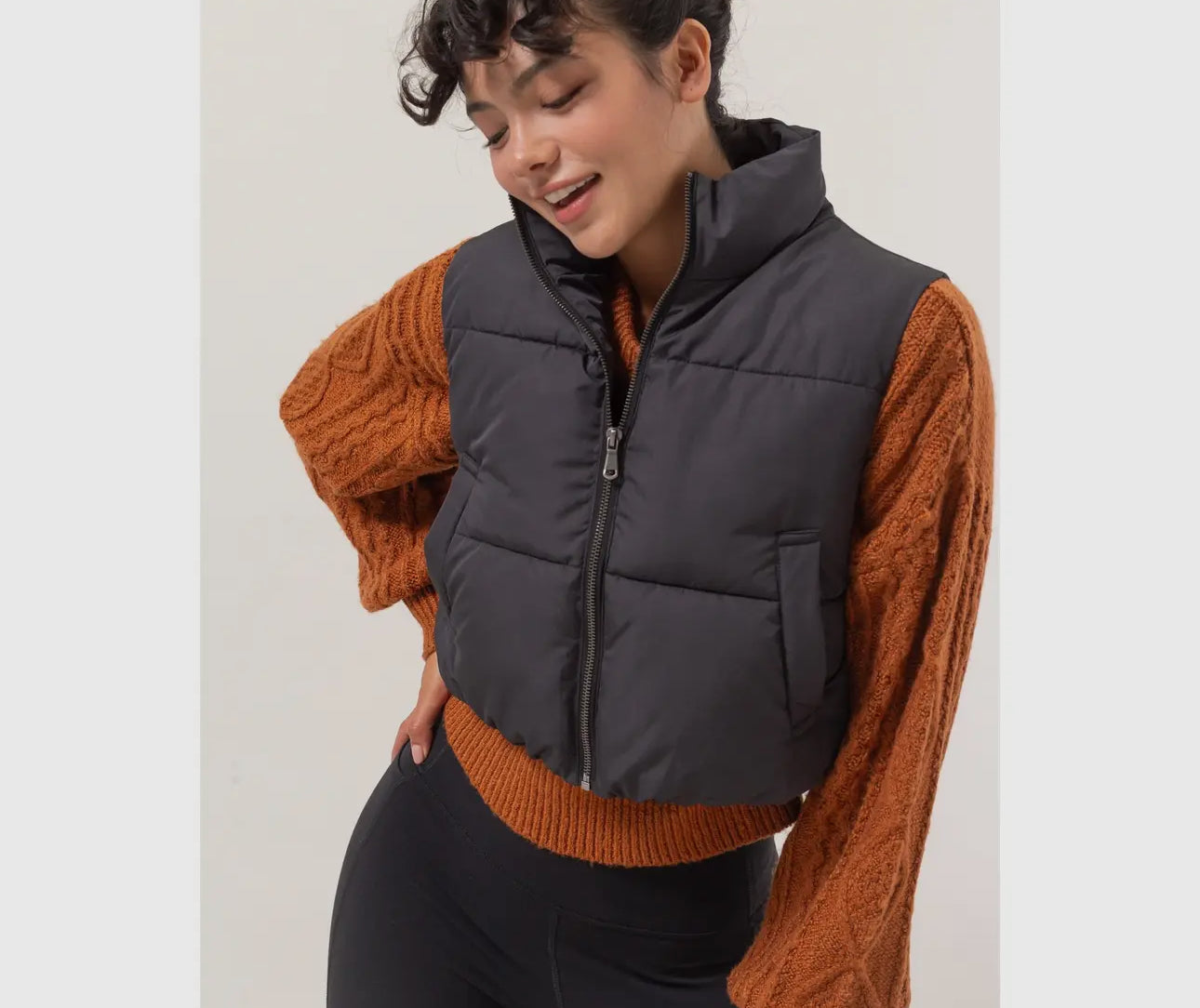 Cropped puffer vest