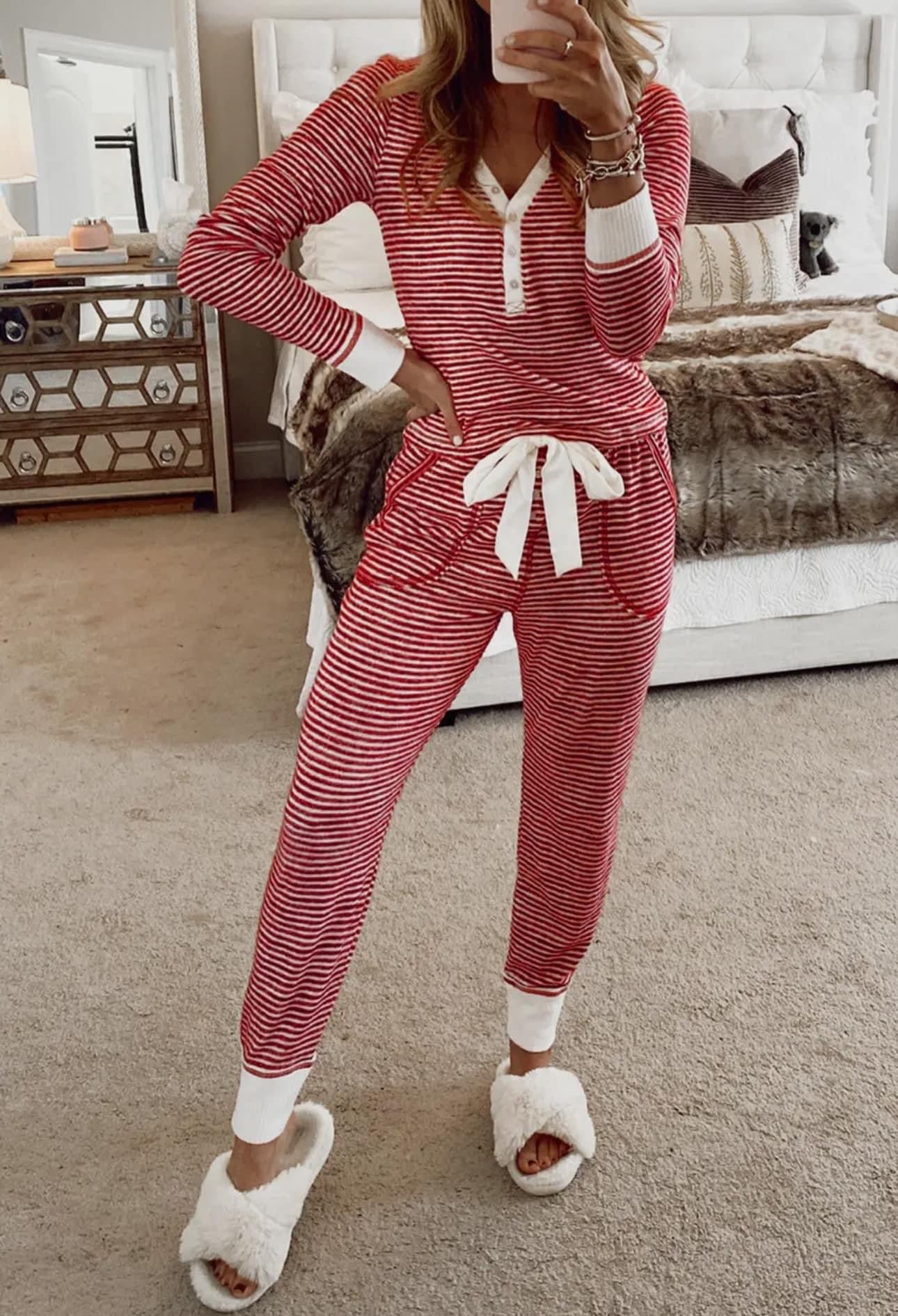 Serene striped Christmas Pajama set