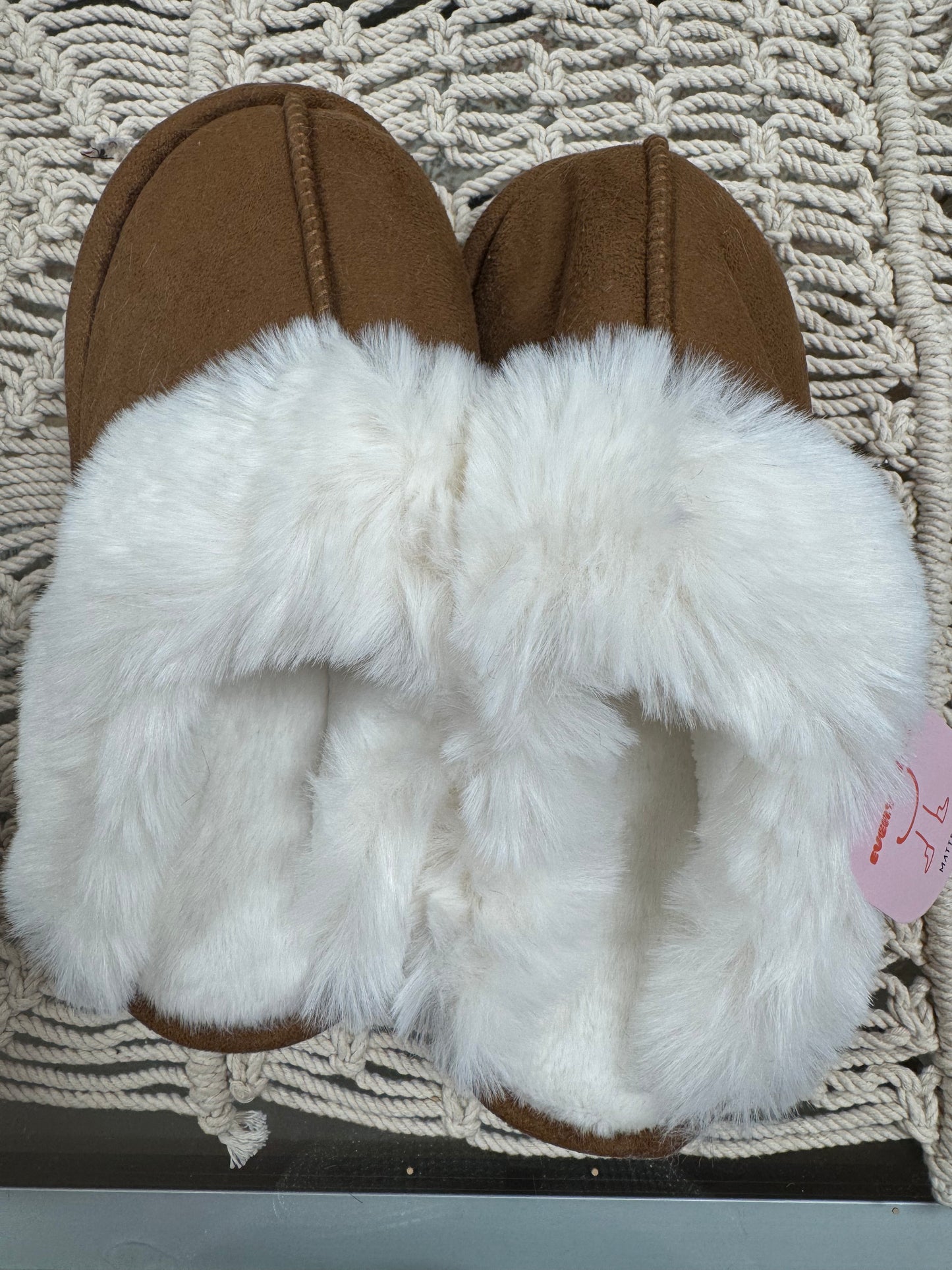 Slip on faux fur warm winter mules