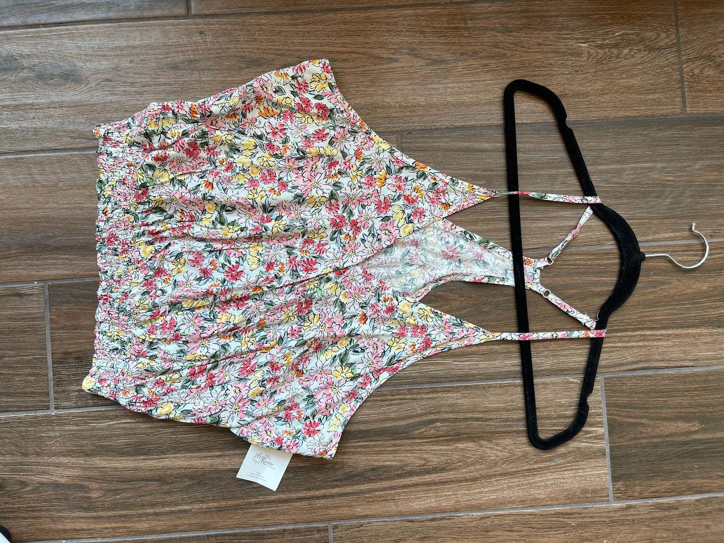 Floral surplice neck top