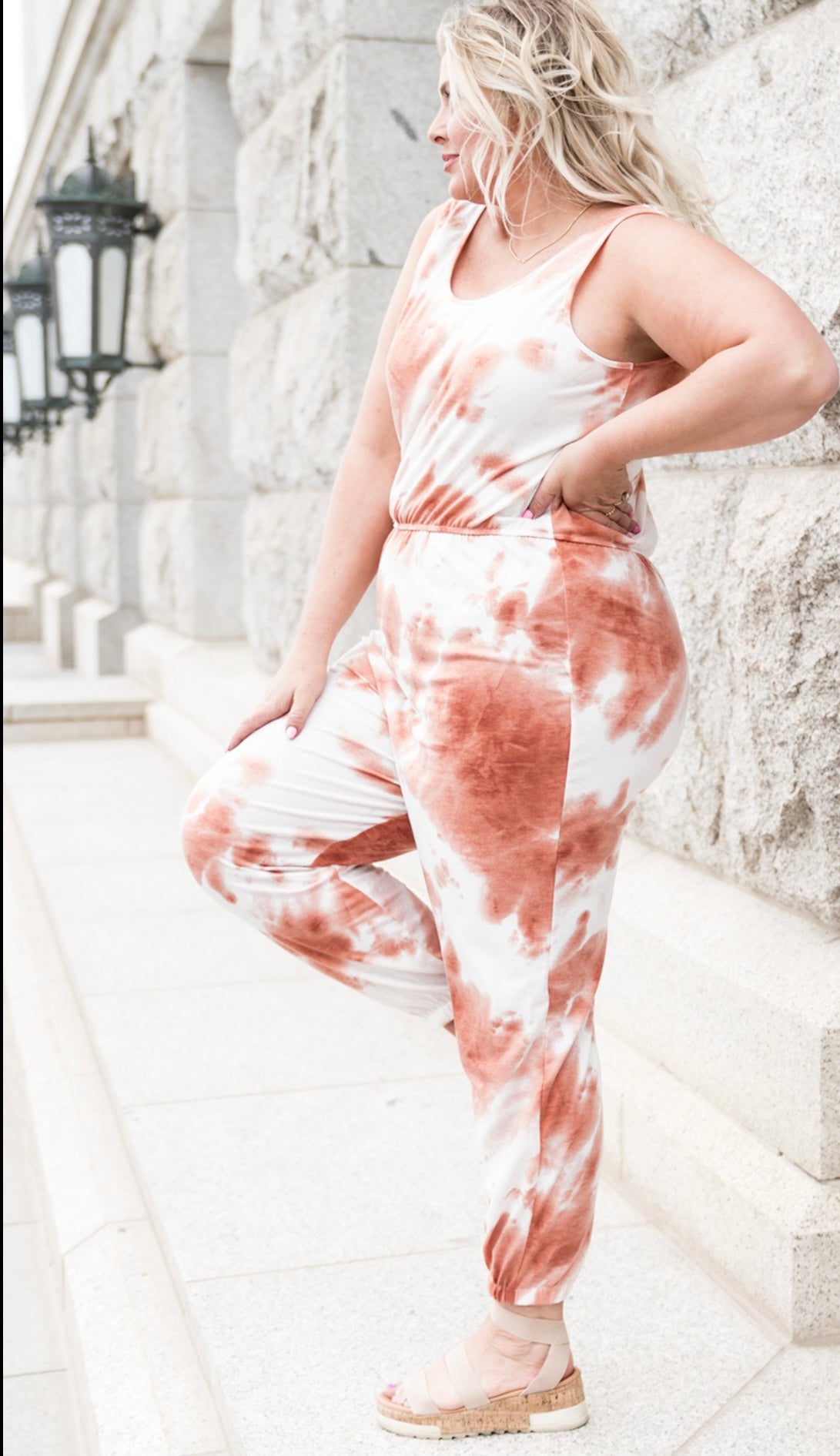 Tie dye sleeveless romper