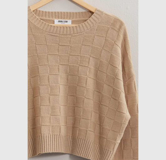 Long sleeve checkered sweater