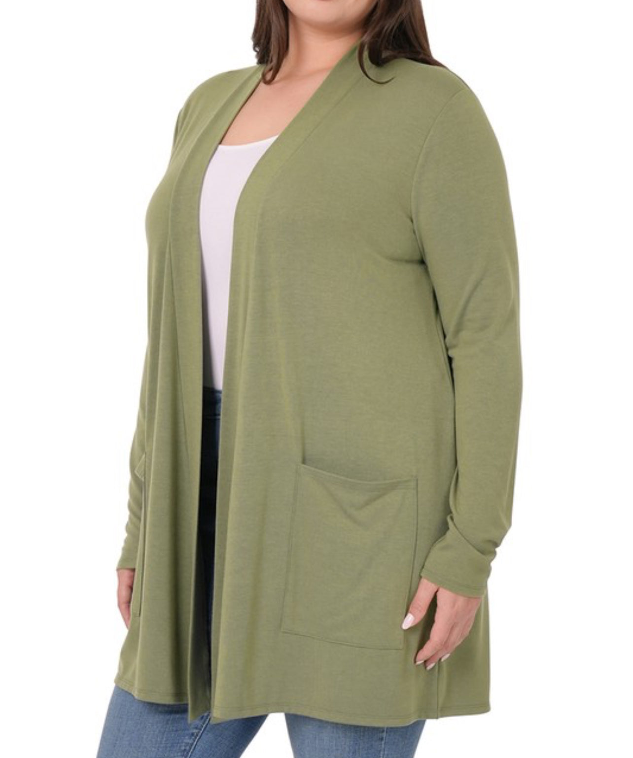 Plus slouchy pocket open cardigan