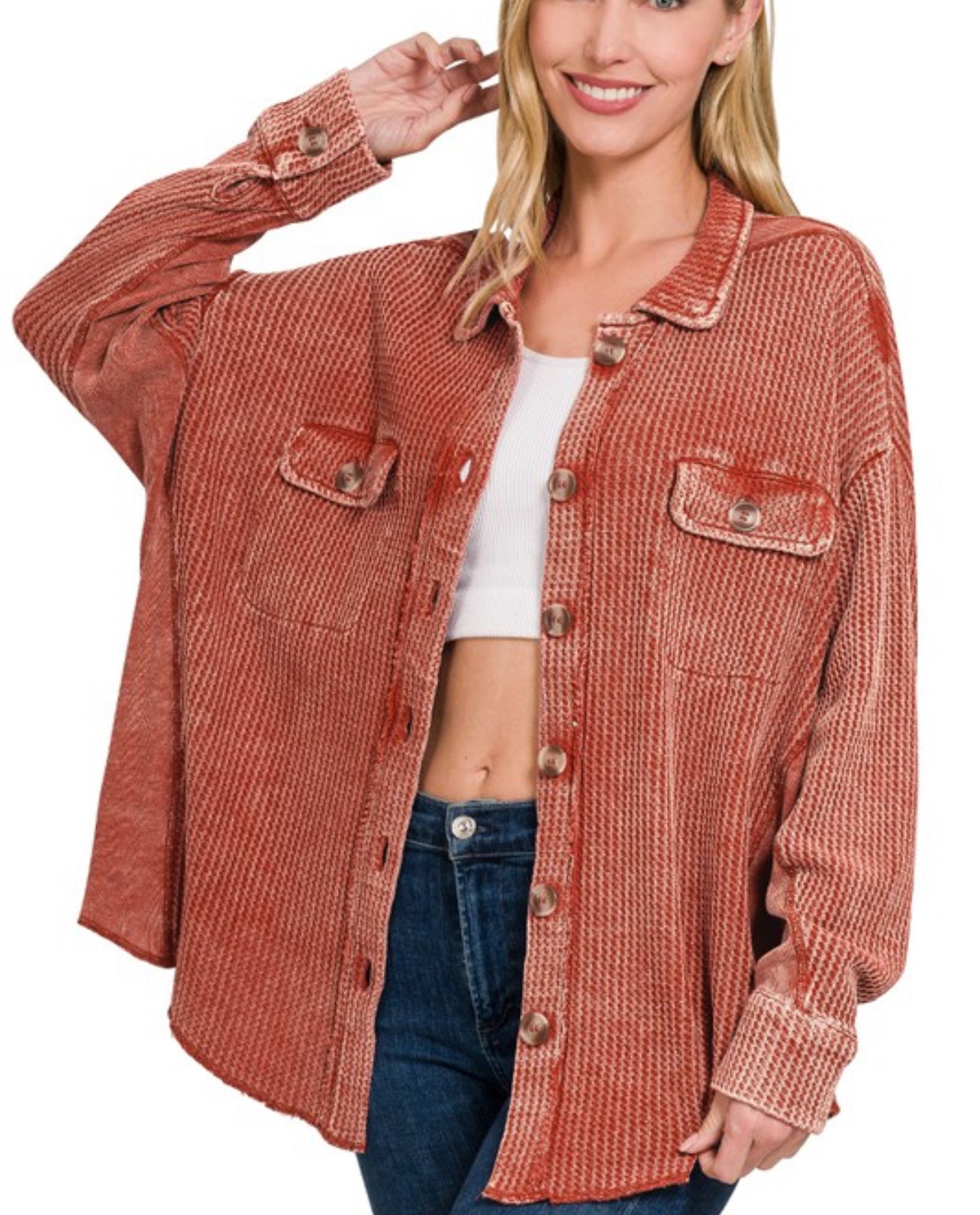 Acid wash oversized Shacket