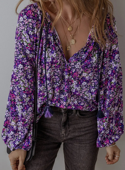 Purple boho blouse