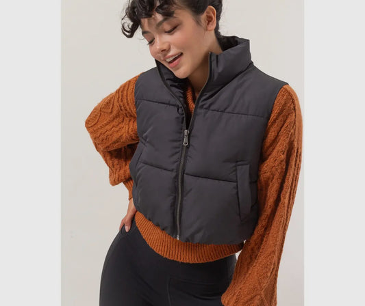 Cropped puffer vest