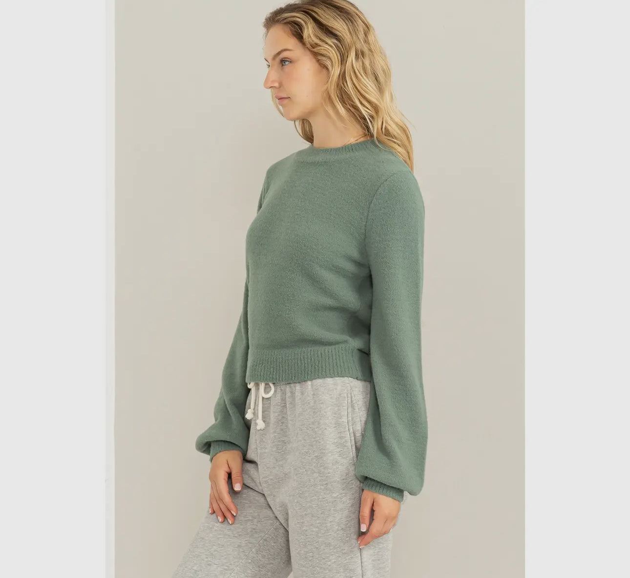 Cropped long sleeve sweater