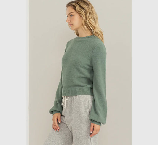 Cropped long sleeve sweater