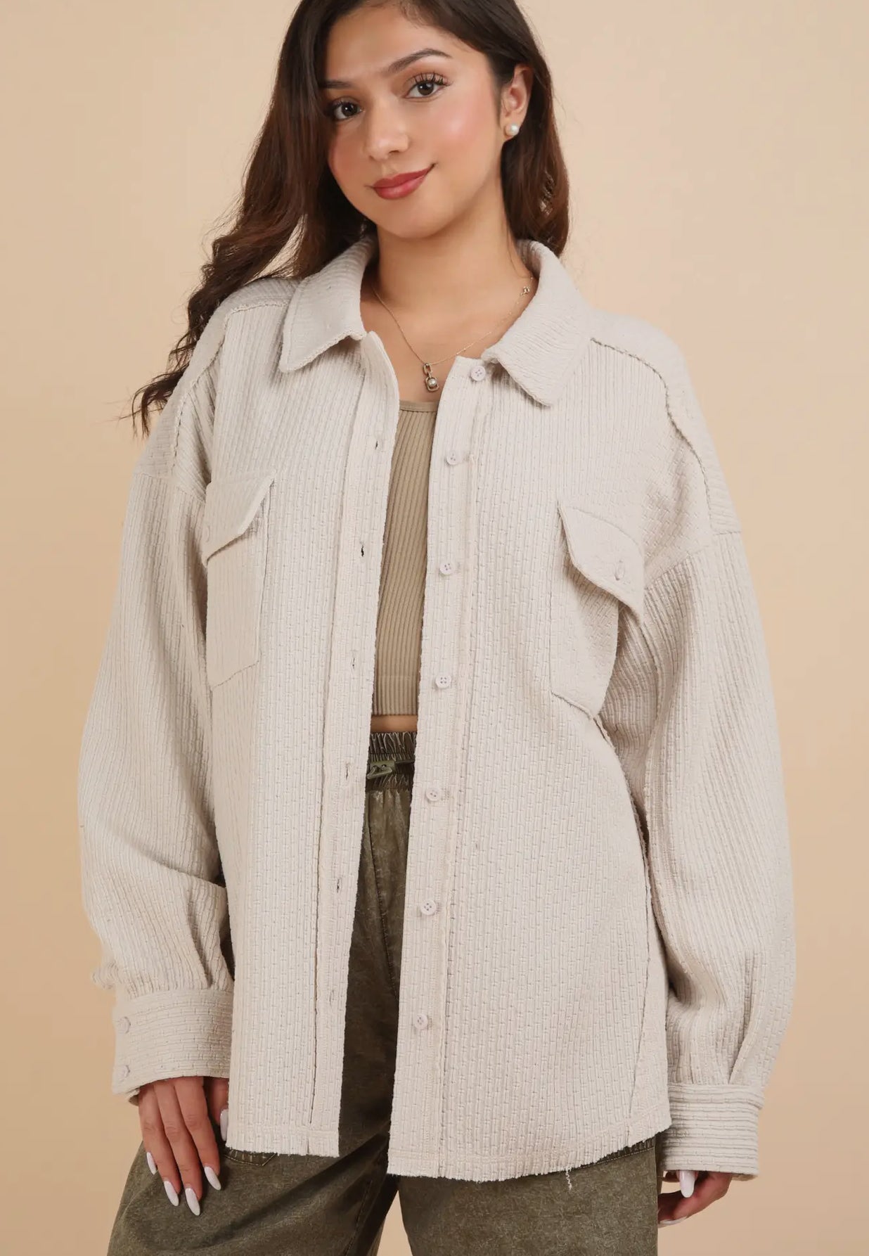 Oversized casual texture knit cozy jacket