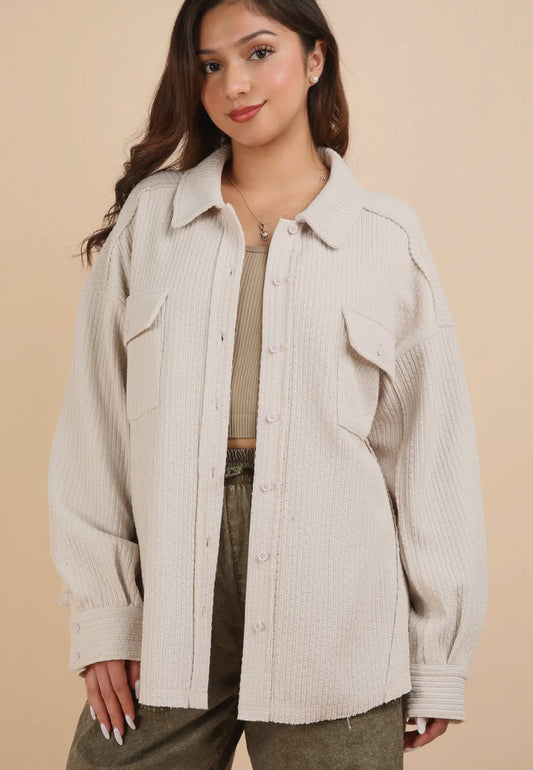 Oversized casual texture knit cozy jacket