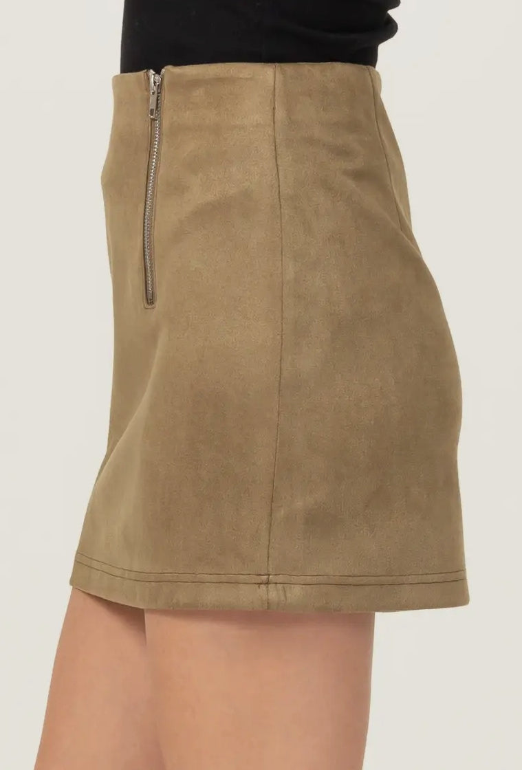 Suede mini skirt