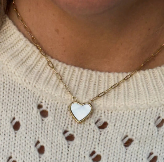 Pearl heart chain necklace