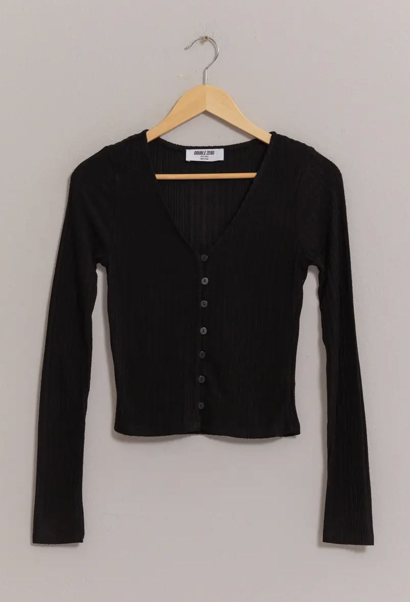 Brushed ribbed button top