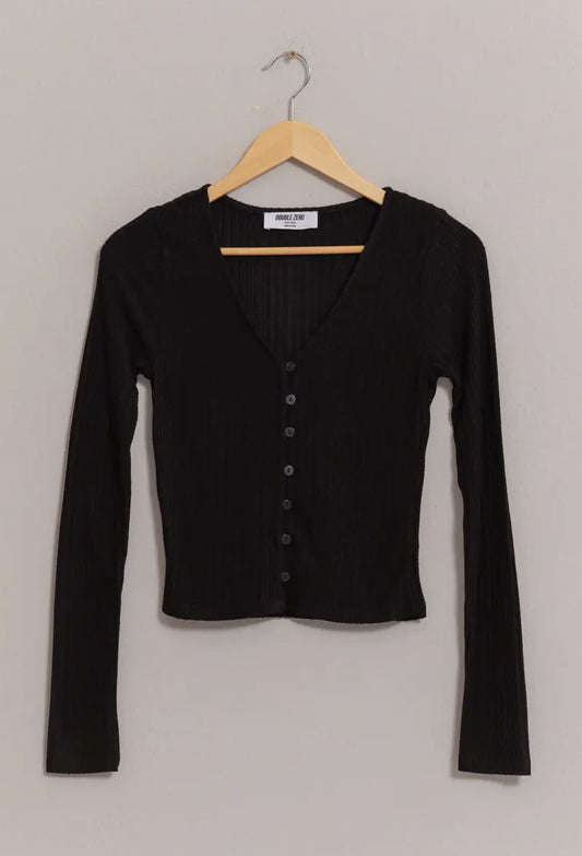 Brushed ribbed button top