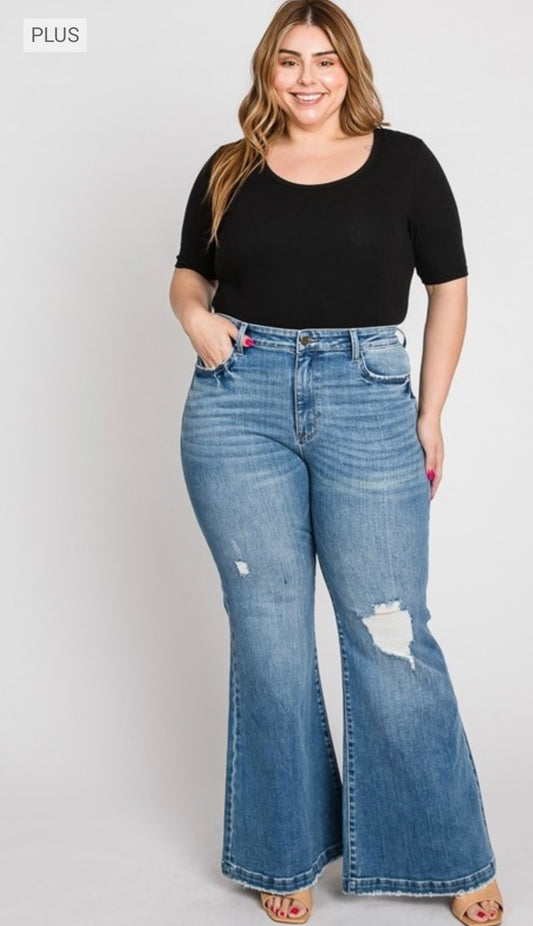 Plus super high rise 70s inspired flare