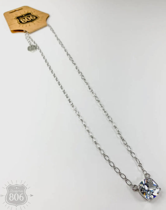 Square rhinestone necklace