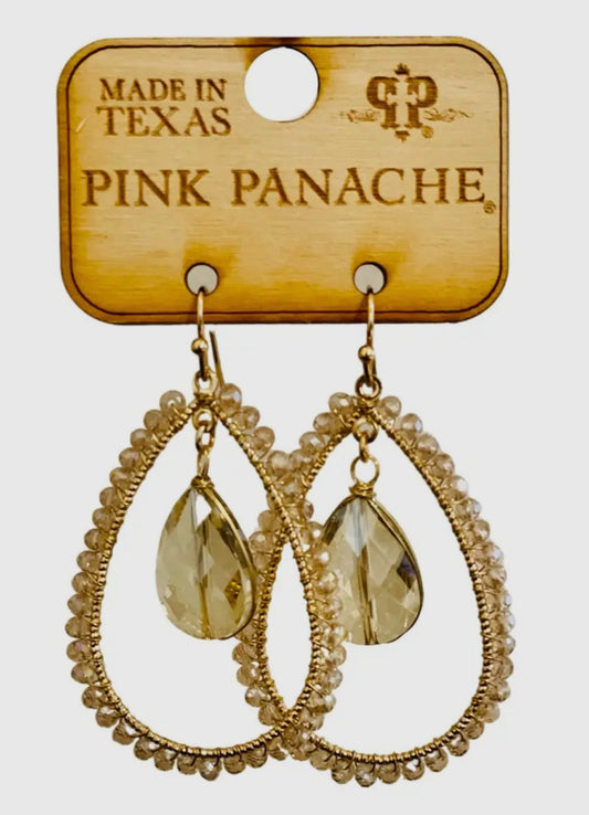 Champagne double teardrop charm earring