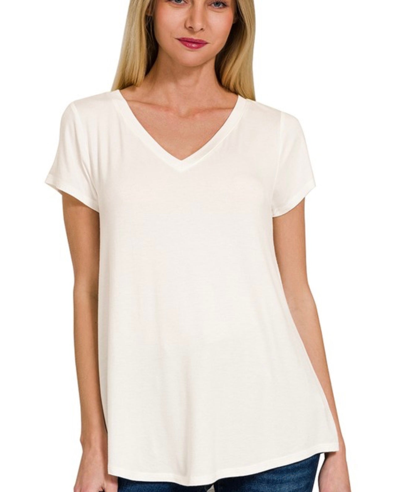 Rayon short sleeve v neck