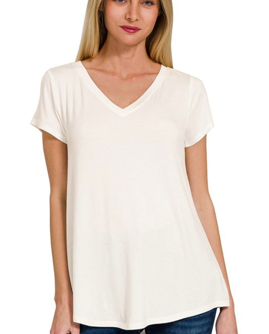 Rayon short sleeve v neck