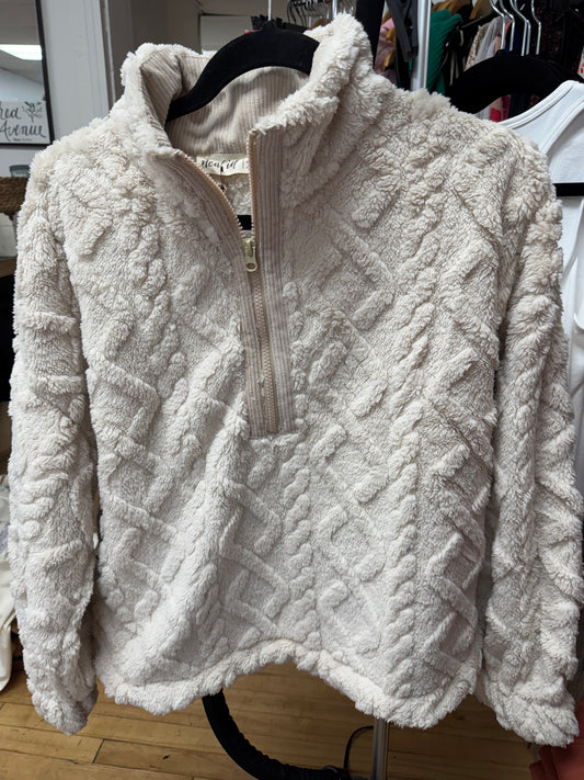 Fuzzy fleece cozy cable pattern Henley top
