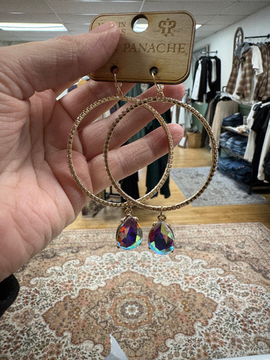 Rhinestone rimmed circle earring