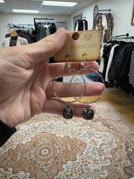 Silver circle earring, austrailian crystal