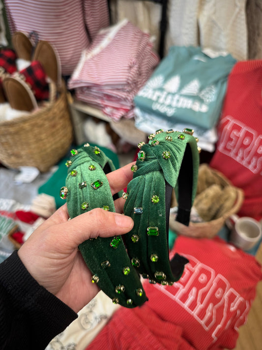 Velvet rhinestone headband