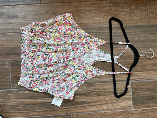 Floral surplice neck top