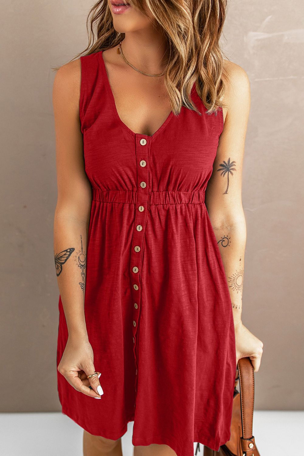 Sleeveless Button Down Mini Dress