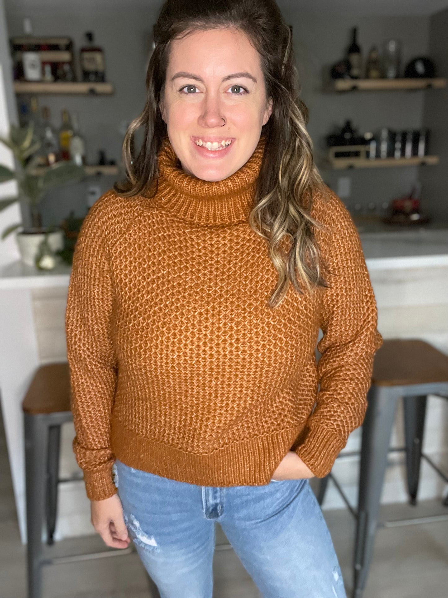 Sugar + spice, turtleneck sweater