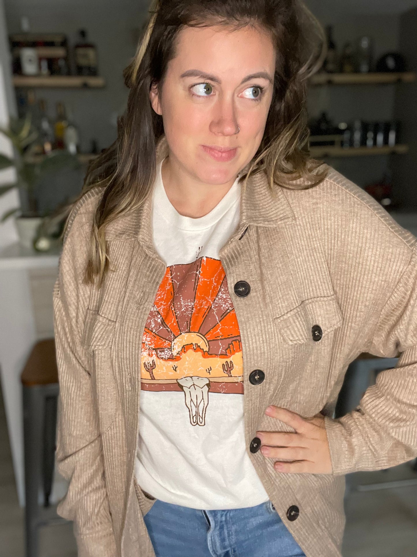 Longhorn sunset western graphic tee