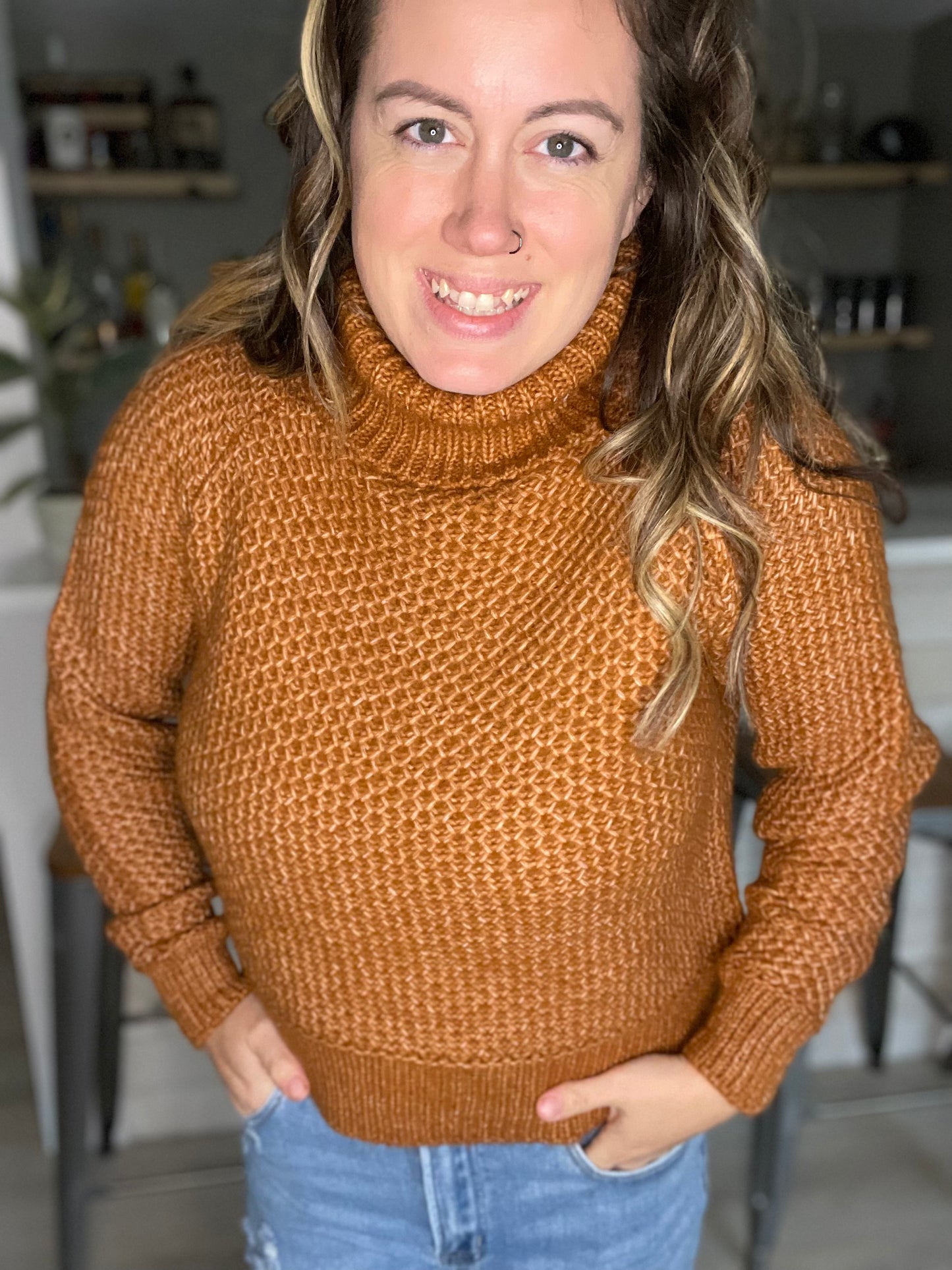 Sugar + spice, turtleneck sweater