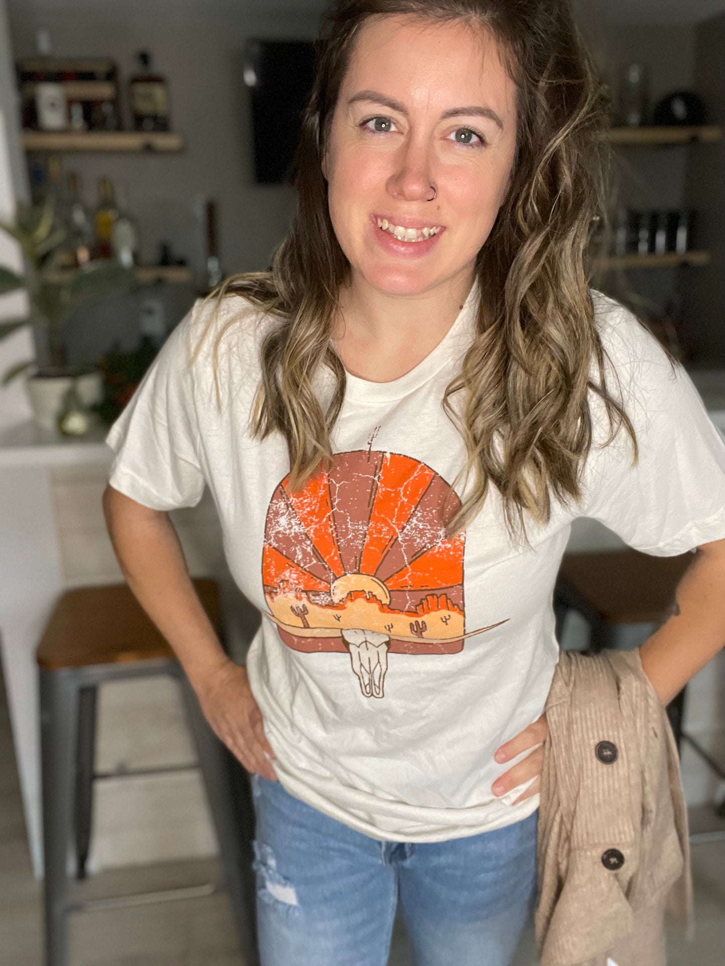 Longhorn sunset western graphic tee