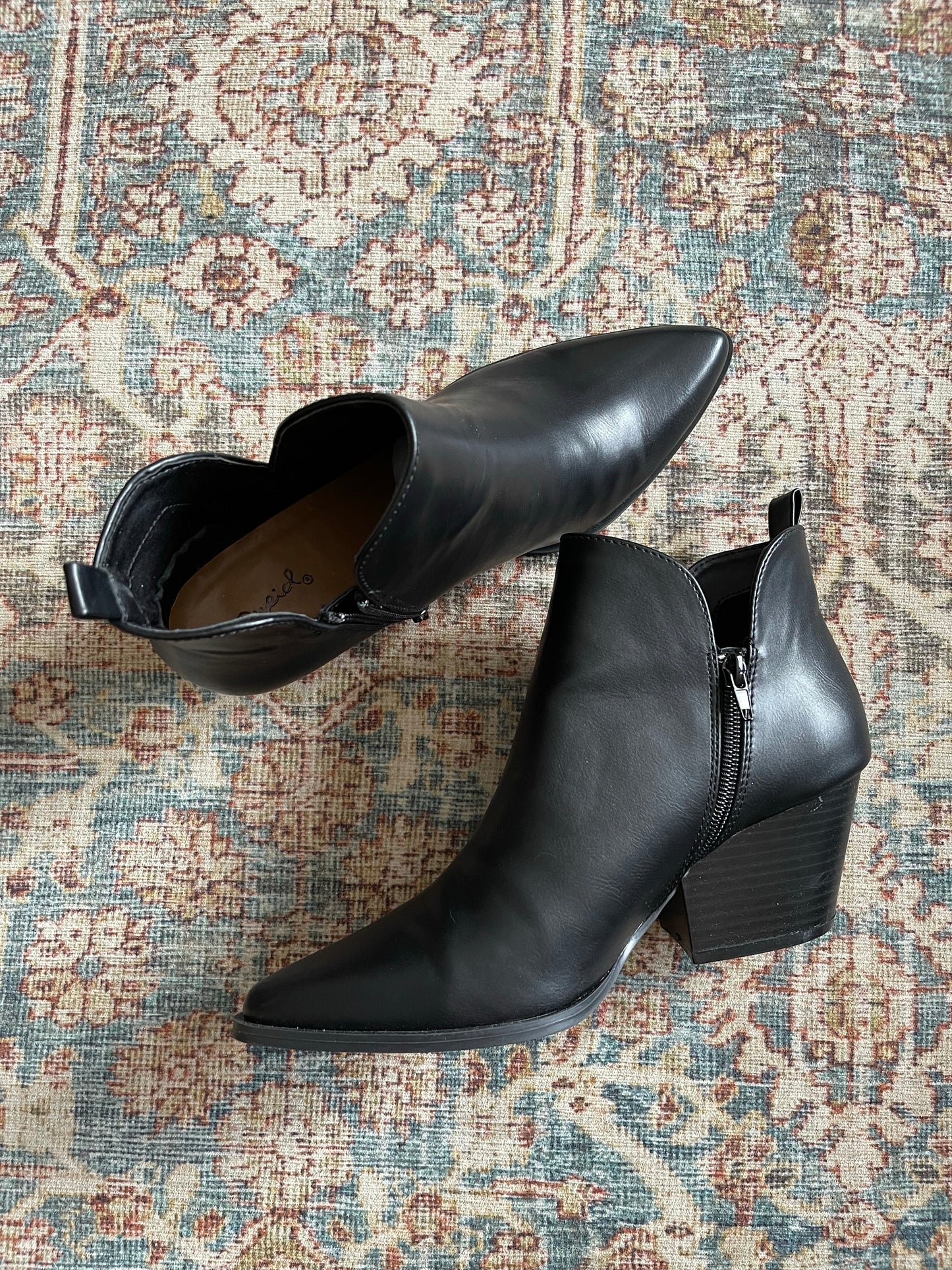 Clara pointed black ankle bootie