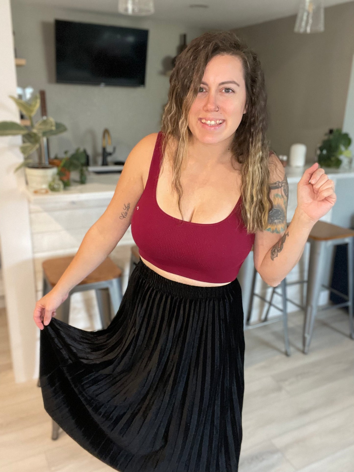 Ribbed square neck crop top