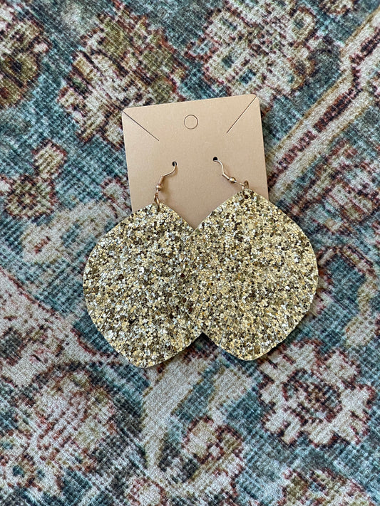 Glitter drop feather earrings
