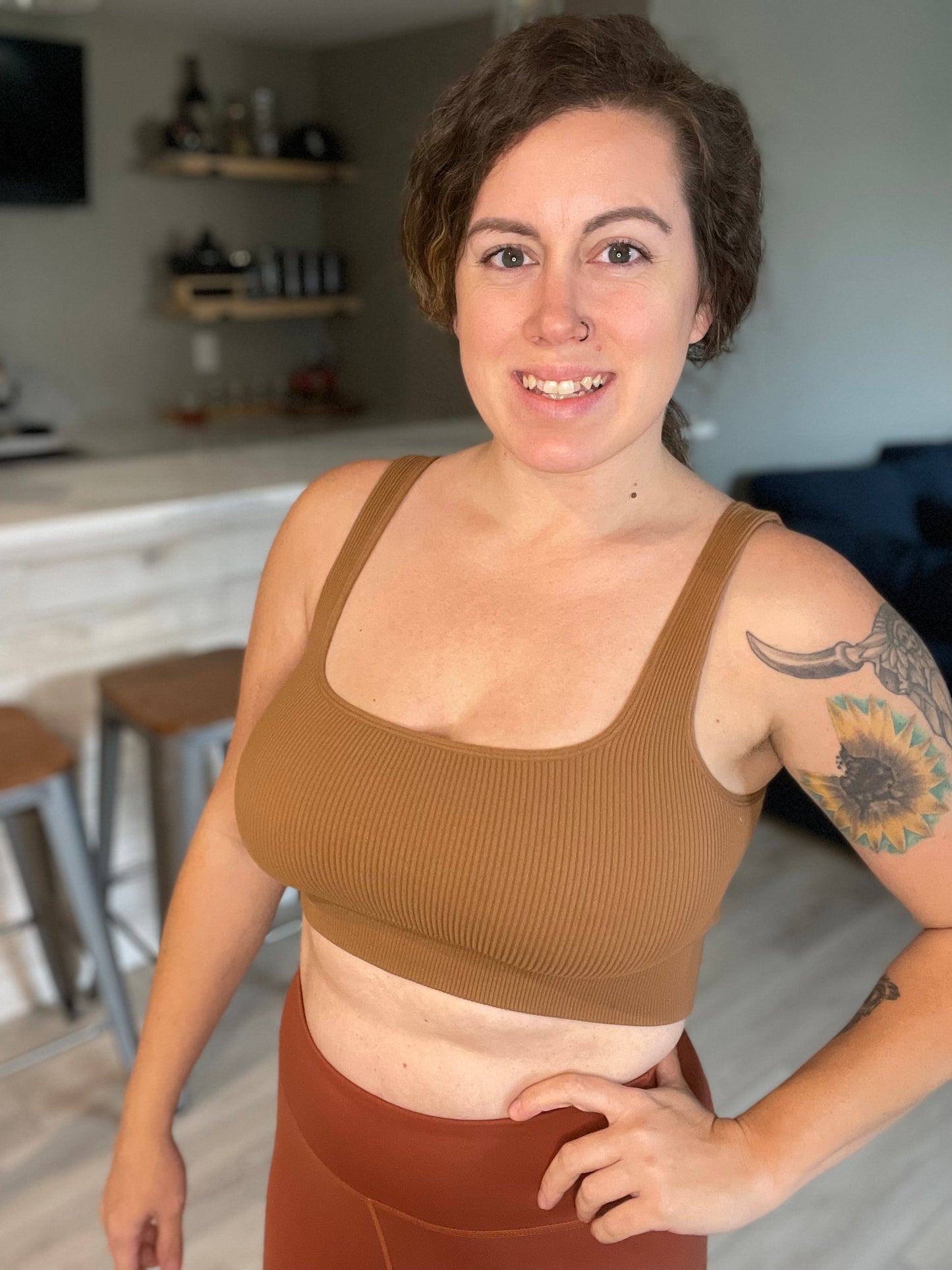 Ribbed square neck crop top