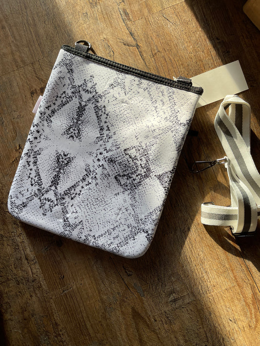 Silver snake neoprene crossbody bag