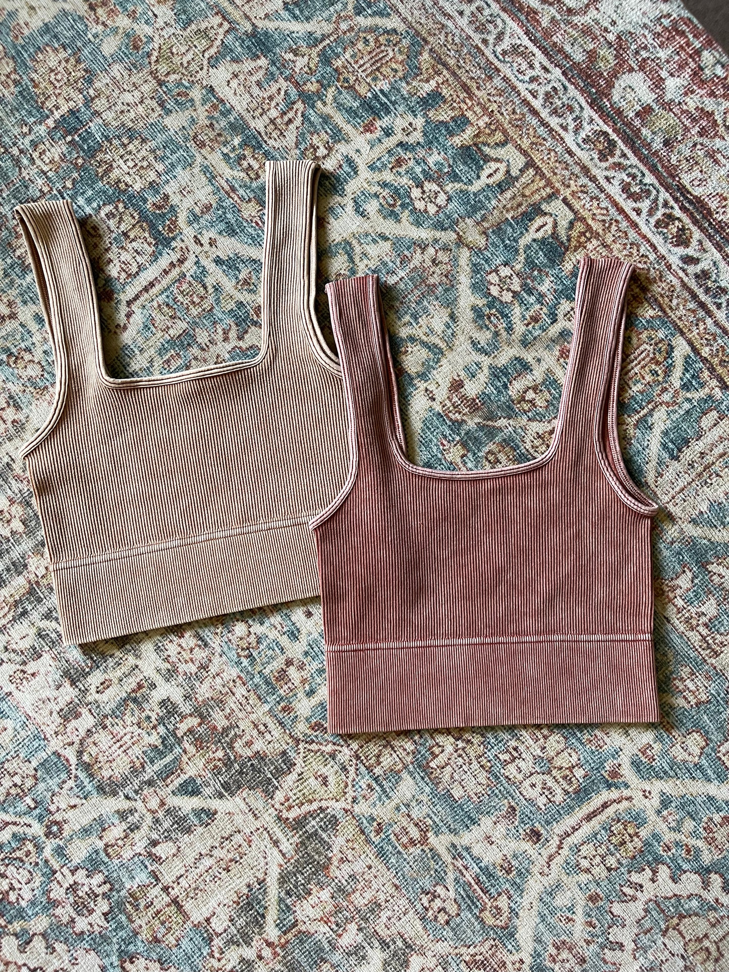 Ribbed square neck crop top