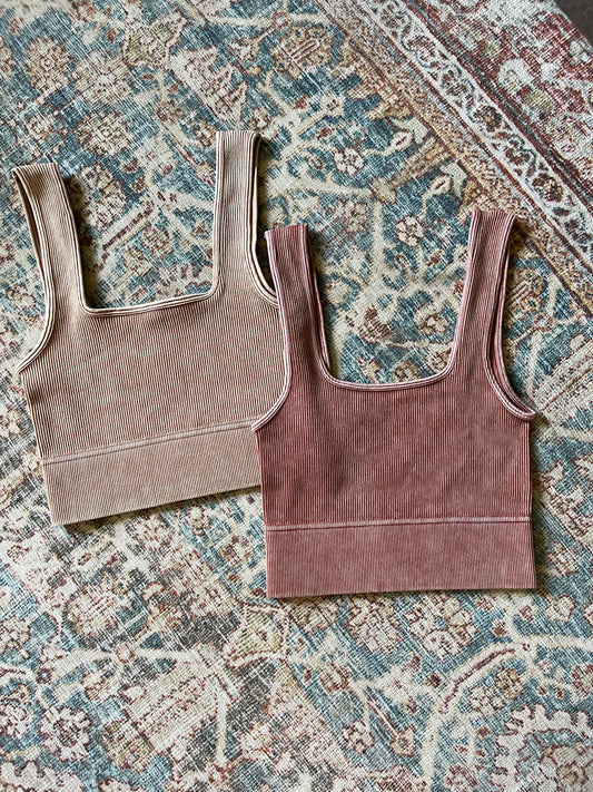 Ribbed square neck crop top