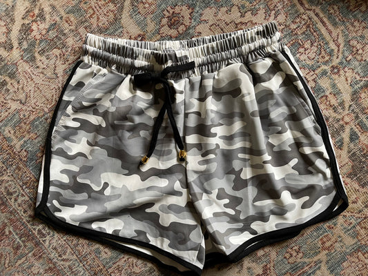 Commander grey camo drawstring shorts