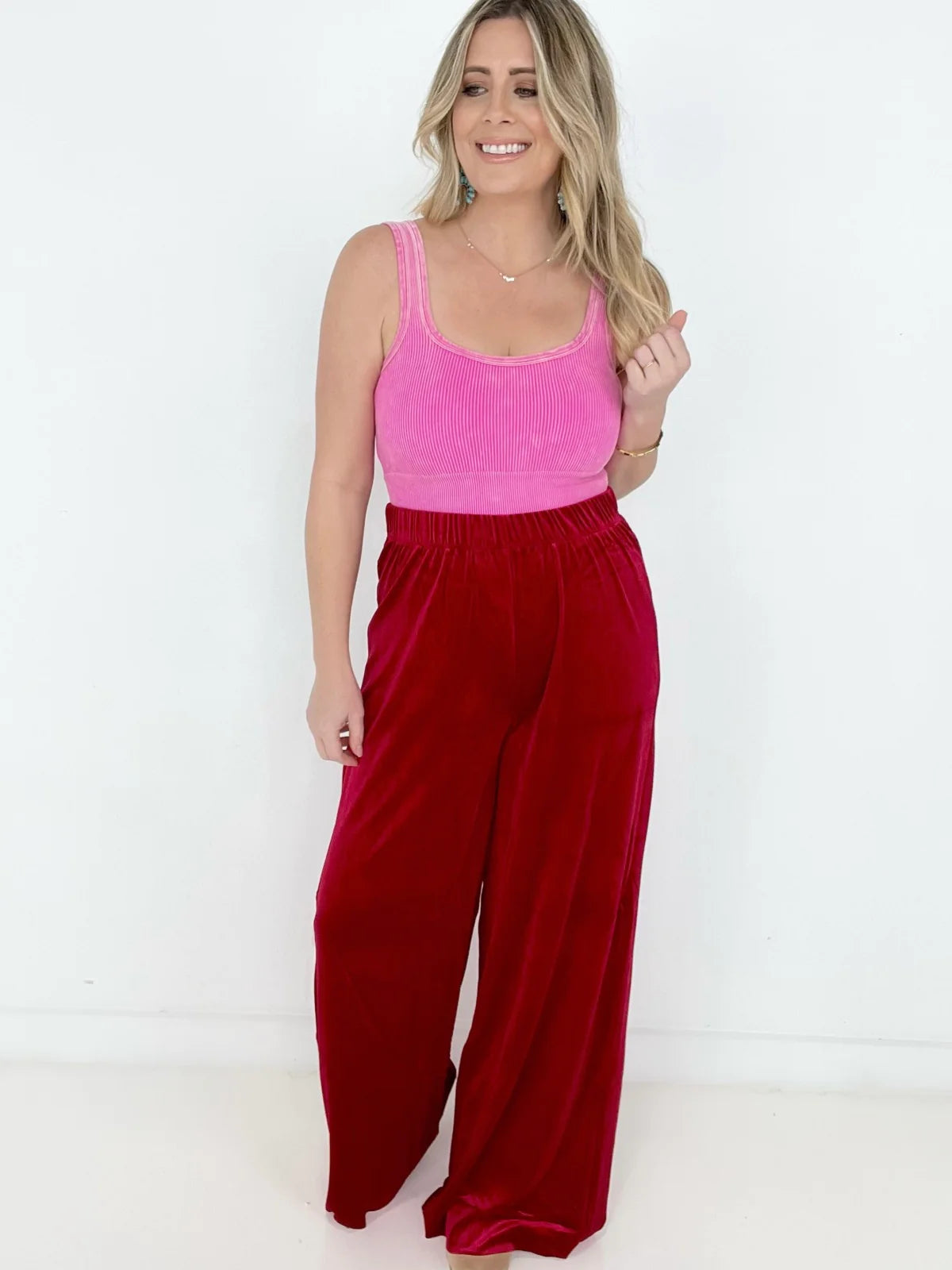 Solid velvet pants